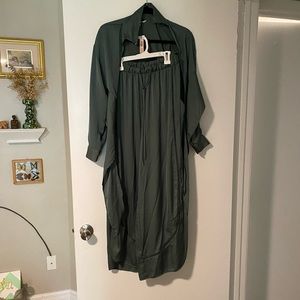 Two piece silk lounge set